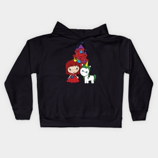 Unicorn Little Red Head Princess Castle. Kids Hoodie